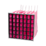 Bio-Pac bag filter with seven pink filter bags and grid shell