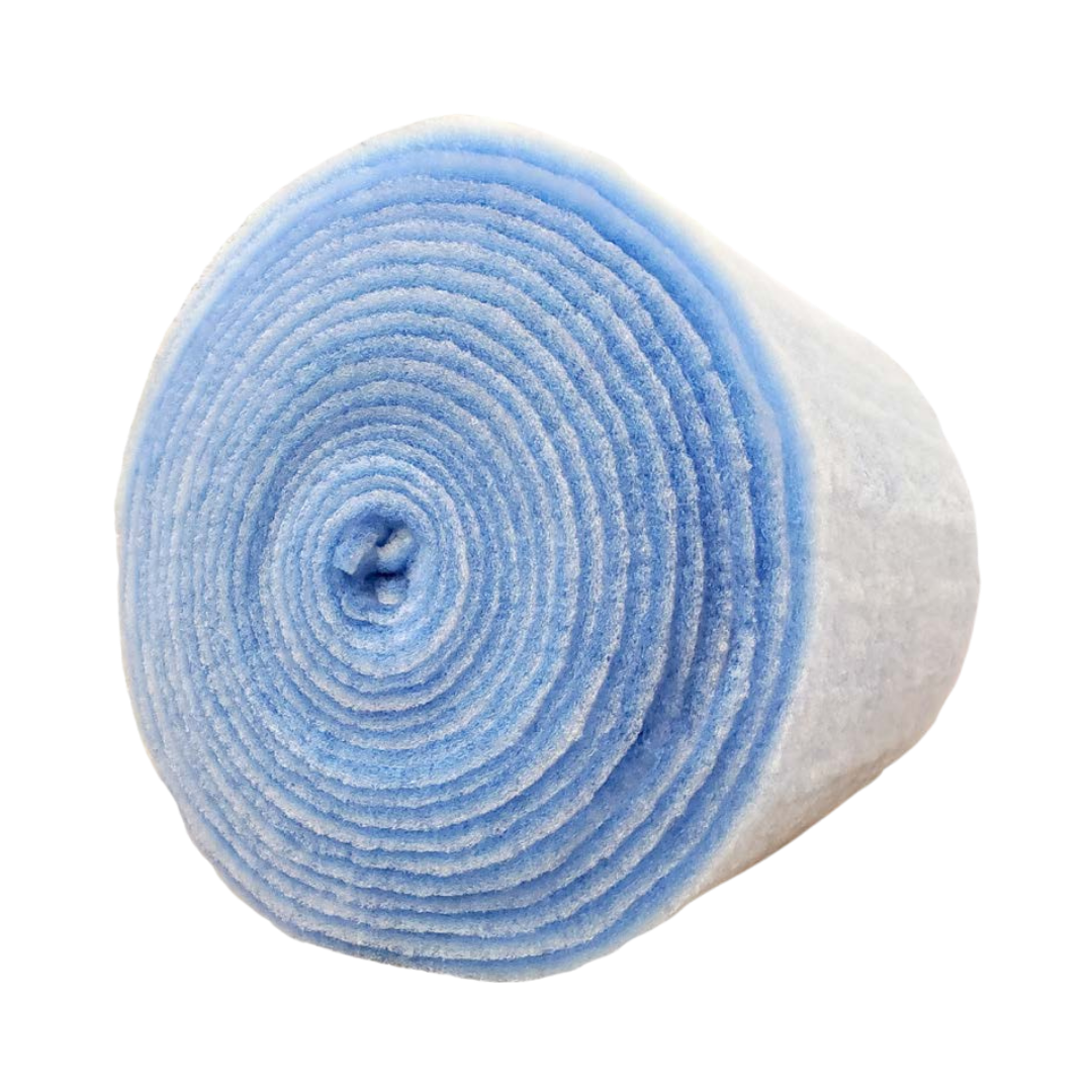 Polyester pads & bulk rolls with white and blue filter media