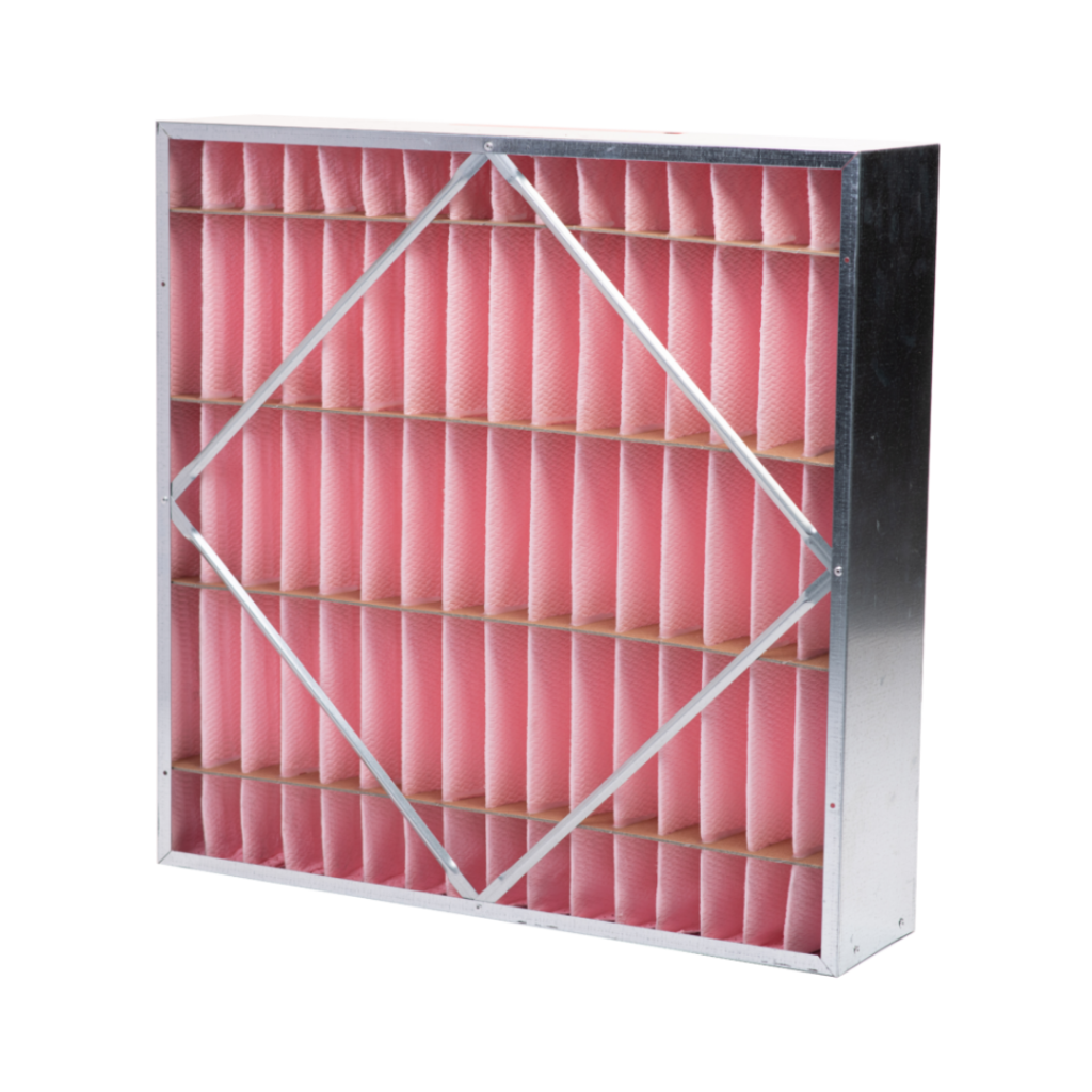 Rigid-Pak Box dilter with metal casing and pink pleats