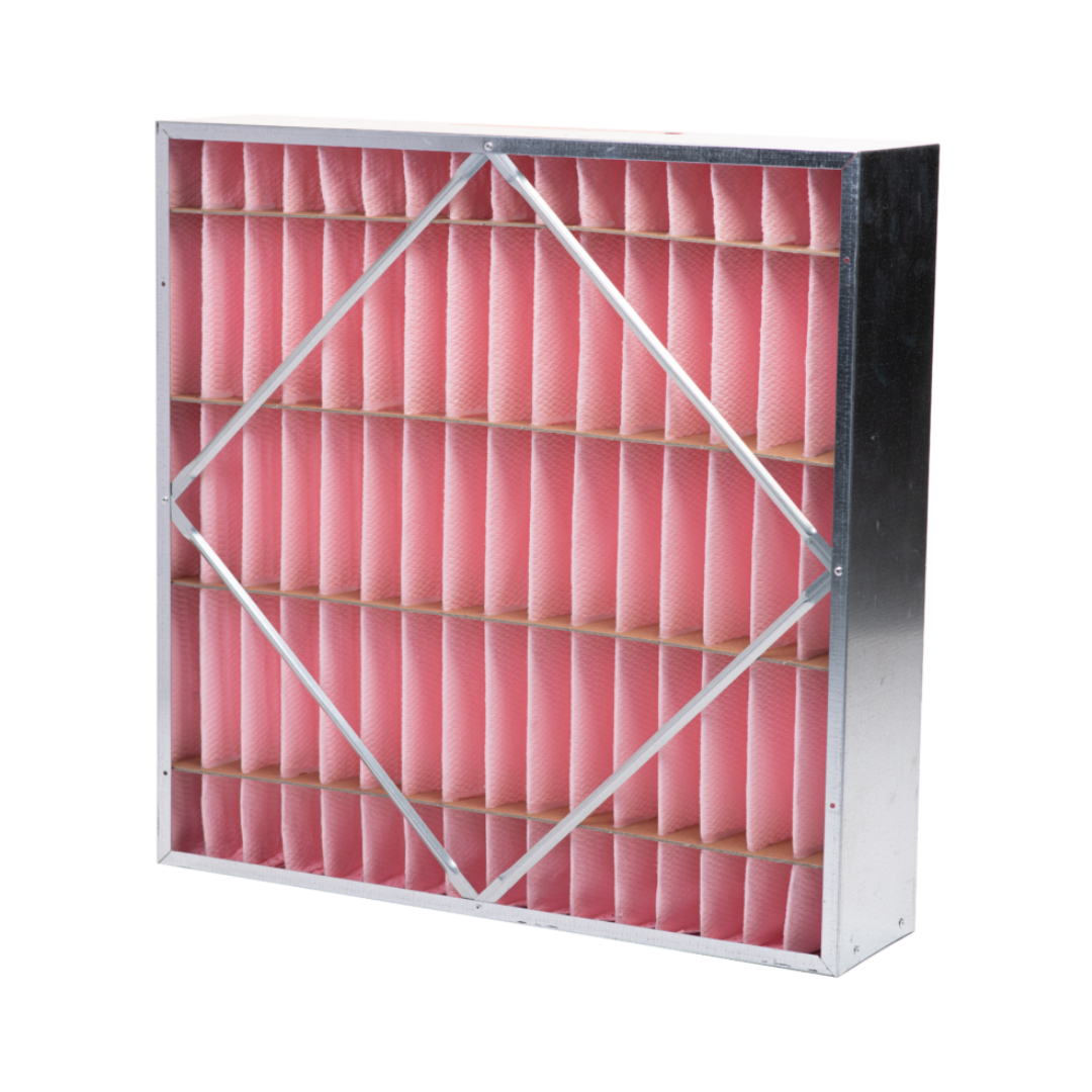 Rigid-Pak Box dilter with metal casing and pink pleats