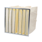 Tech-Bag extended surface pocket filter with metal support frame holding seven yellow filter bags