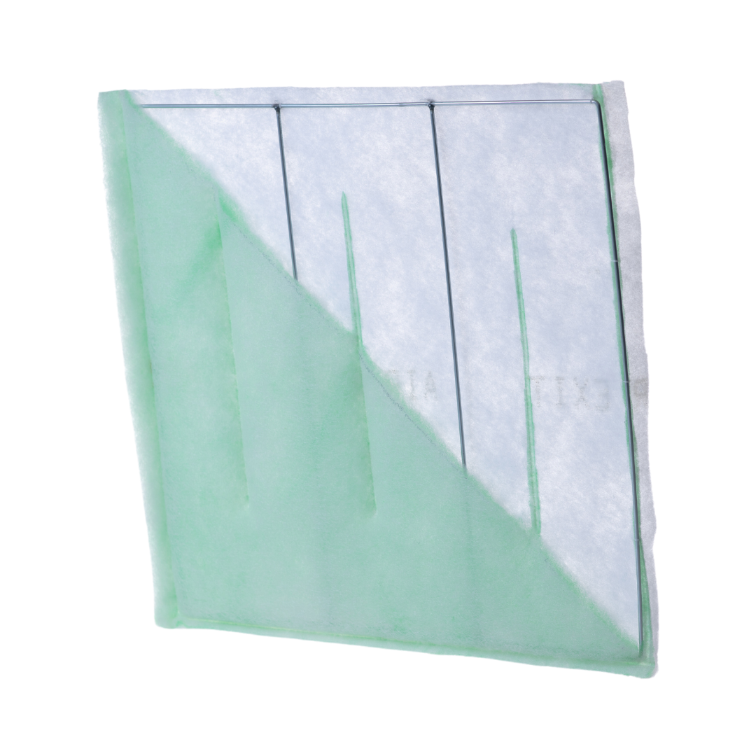 White and green filter pad with internal wire support