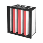 AAF VariCel® VXL RC V-Cell Filter with four white and red v-cell filters and a black hard casing